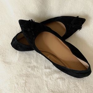 J Crew black suede pointed toe flats